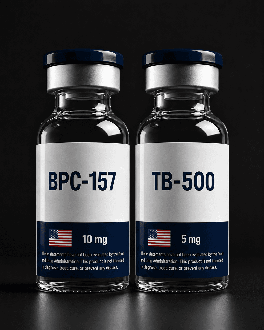 Recovery Stack BPC-157 10mg + TB-500 5mg research compound vial — third-party HPLC tested